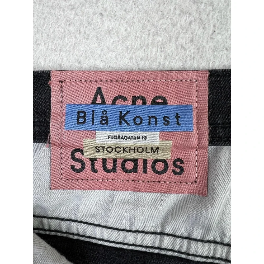 Acne Studios River Used Blk Jeans Mens 34x32 Black Slim Tapered Stretch‎ Denim